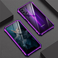 Luxury Aluminum Metal Frame Mirror Cover Case 360 Degrees T04 for Huawei Honor 20 Pro Purple