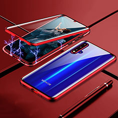 Luxury Aluminum Metal Frame Mirror Cover Case 360 Degrees T04 for Huawei Nova 5 Pro Red