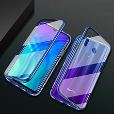Luxury Aluminum Metal Frame Mirror Cover Case 360 Degrees T04 for Huawei P Smart+ Plus (2019) Blue
