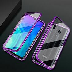 Luxury Aluminum Metal Frame Mirror Cover Case 360 Degrees T04 for Huawei P Smart+ Plus (2019) Purple