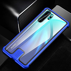 Luxury Aluminum Metal Frame Mirror Cover Case 360 Degrees T04 for Huawei P30 Pro Blue