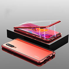Luxury Aluminum Metal Frame Mirror Cover Case 360 Degrees T04 for Huawei P30 Red