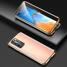 Luxury Aluminum Metal Frame Mirror Cover Case 360 Degrees T04 for Huawei P40 Gold