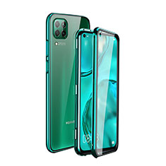 Luxury Aluminum Metal Frame Mirror Cover Case 360 Degrees T04 for Huawei P40 Lite Green