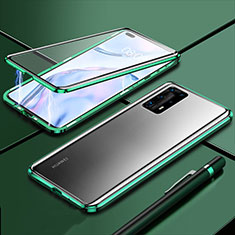 Luxury Aluminum Metal Frame Mirror Cover Case 360 Degrees T04 for Huawei P40 Pro+ Plus Green