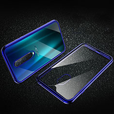 Luxury Aluminum Metal Frame Mirror Cover Case 360 Degrees T04 for Oppo RX17 Pro Blue