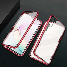 Luxury Aluminum Metal Frame Mirror Cover Case 360 Degrees T04 for Samsung Galaxy Note 10 Red