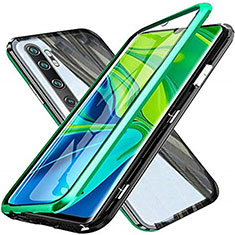 Luxury Aluminum Metal Frame Mirror Cover Case 360 Degrees T04 for Xiaomi Mi Note 10 Pro Green