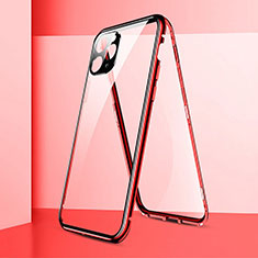 Luxury Aluminum Metal Frame Mirror Cover Case 360 Degrees T05 for Apple iPhone 11 Pro Red
