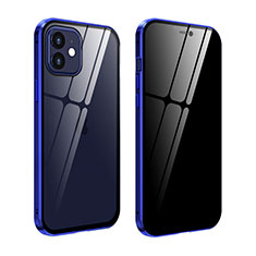 Luxury Aluminum Metal Frame Mirror Cover Case 360 Degrees T05 for Apple iPhone 12 Mini Blue