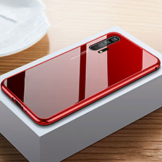 Luxury Aluminum Metal Frame Mirror Cover Case 360 Degrees T05 for Huawei Honor 20 Pro Red and Black