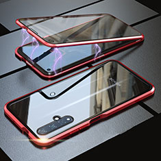 Luxury Aluminum Metal Frame Mirror Cover Case 360 Degrees T05 for Huawei Honor 20 Red