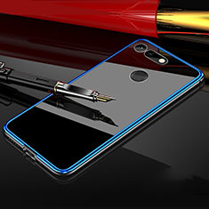 Luxury Aluminum Metal Frame Mirror Cover Case 360 Degrees T05 for Huawei Honor V20 Blue