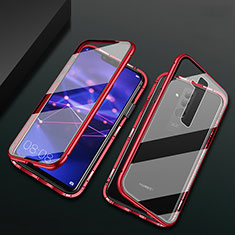 Luxury Aluminum Metal Frame Mirror Cover Case 360 Degrees T05 for Huawei Mate 20 Lite Red