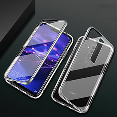 Luxury Aluminum Metal Frame Mirror Cover Case 360 Degrees T05 for Huawei Mate 20 Lite Silver