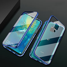 Luxury Aluminum Metal Frame Mirror Cover Case 360 Degrees T05 for Huawei Mate 20 X 5G Blue