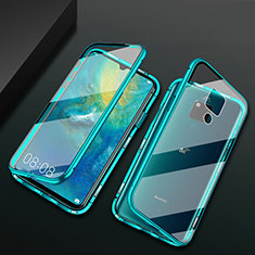 Luxury Aluminum Metal Frame Mirror Cover Case 360 Degrees T05 for Huawei Mate 20 X 5G Cyan