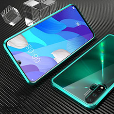 Luxury Aluminum Metal Frame Mirror Cover Case 360 Degrees T05 for Huawei Nova 5 Pro Cyan