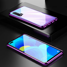 Luxury Aluminum Metal Frame Mirror Cover Case 360 Degrees T05 for Huawei Nova 6 Purple