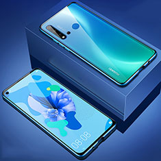 Luxury Aluminum Metal Frame Mirror Cover Case 360 Degrees T05 for Huawei P20 Lite (2019) Blue