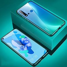 Luxury Aluminum Metal Frame Mirror Cover Case 360 Degrees T05 for Huawei P20 Lite (2019) Cyan