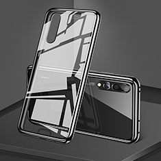 Luxury Aluminum Metal Frame Mirror Cover Case 360 Degrees T05 for Huawei P20 Pro Black