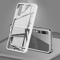 Luxury Aluminum Metal Frame Mirror Cover Case 360 Degrees T05 for Huawei P20 Pro White