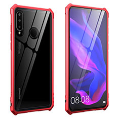 Luxury Aluminum Metal Frame Mirror Cover Case 360 Degrees T05 for Huawei P30 Lite New Edition Red