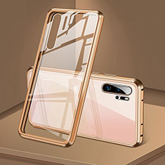 Luxury Aluminum Metal Frame Mirror Cover Case 360 Degrees T05 for Huawei P30 Pro New Edition Gold