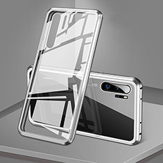 Luxury Aluminum Metal Frame Mirror Cover Case 360 Degrees T05 for Huawei P30 Pro White