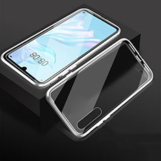 Luxury Aluminum Metal Frame Mirror Cover Case 360 Degrees T05 for Huawei P30 White