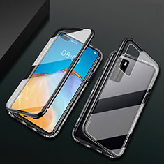 Luxury Aluminum Metal Frame Mirror Cover Case 360 Degrees T05 for Huawei P40 Black