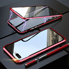 Luxury Aluminum Metal Frame Mirror Cover Case 360 Degrees T05 for Oppo R17 Neo Red