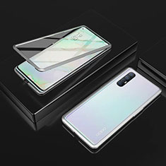 Luxury Aluminum Metal Frame Mirror Cover Case 360 Degrees T05 for Oppo Reno3 Pro Silver
