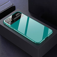 Luxury Aluminum Metal Frame Mirror Cover Case 360 Degrees T06 for Apple iPhone 11 Cyan