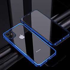 Luxury Aluminum Metal Frame Mirror Cover Case 360 Degrees T06 for Apple iPhone 12 Blue