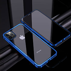 Luxury Aluminum Metal Frame Mirror Cover Case 360 Degrees T06 for Apple iPhone 12 Pro Max Blue