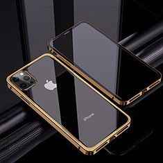 Luxury Aluminum Metal Frame Mirror Cover Case 360 Degrees T06 for Apple iPhone 12 Pro Max Gold
