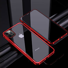 Luxury Aluminum Metal Frame Mirror Cover Case 360 Degrees T06 for Apple iPhone 12 Pro Max Red