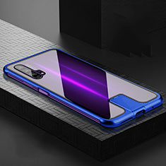 Luxury Aluminum Metal Frame Mirror Cover Case 360 Degrees T06 for Huawei Honor 20 Pro Blue