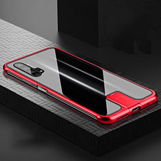 Luxury Aluminum Metal Frame Mirror Cover Case 360 Degrees T06 for Huawei Honor 20 Pro Red