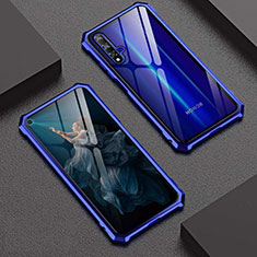 Luxury Aluminum Metal Frame Mirror Cover Case 360 Degrees T06 for Huawei Honor 20S Blue