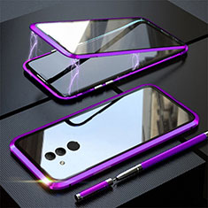 Luxury Aluminum Metal Frame Mirror Cover Case 360 Degrees T06 for Huawei Mate 20 Lite Purple