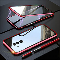 Luxury Aluminum Metal Frame Mirror Cover Case 360 Degrees T06 for Huawei Mate 20 Lite Red