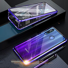 Luxury Aluminum Metal Frame Mirror Cover Case 360 Degrees T06 for Huawei P Smart+ Plus (2019) Purple