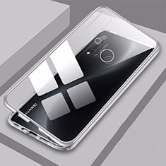 Luxury Aluminum Metal Frame Mirror Cover Case 360 Degrees T06 for Huawei P20 Lite (2019) White