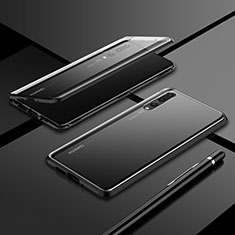 Luxury Aluminum Metal Frame Mirror Cover Case 360 Degrees T06 for Huawei P20 Pro Black