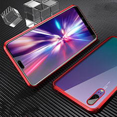 Luxury Aluminum Metal Frame Mirror Cover Case 360 Degrees T06 for Huawei P20 Red