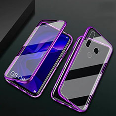 Luxury Aluminum Metal Frame Mirror Cover Case 360 Degrees T06 for Huawei P30 Lite XL Purple