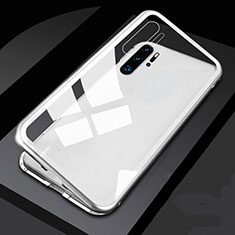 Luxury Aluminum Metal Frame Mirror Cover Case 360 Degrees T06 for Huawei P30 Pro White